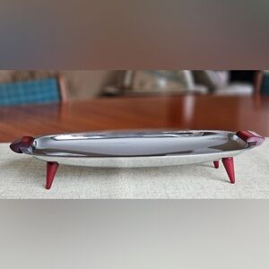 MCM Glo Hill Gourmates Chrome Serving Tray-Bakelite Handles and Legs-Circa 1950s